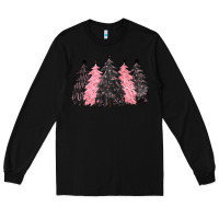 Black pink christmas trees Long Sleeve Tee - CowGirlArtShop