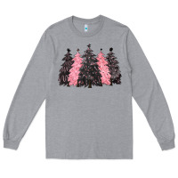 Heather Grey pink christmas trees Long Sleeve Tee - CowGirlArtShop