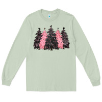 Matcha pink christmas trees Long Sleeve Tee - CowGirlArtShop