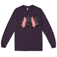 Plum pink christmas trees Long Sleeve Tee - CowGirlArtShop