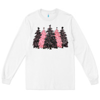 White pink christmas trees Long Sleeve Tee - CowGirlArtShop