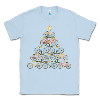 Dusty Blue bicycle christmas tree funny biker bicyclist xmas for family long slee Classic Tee - lanVoArt