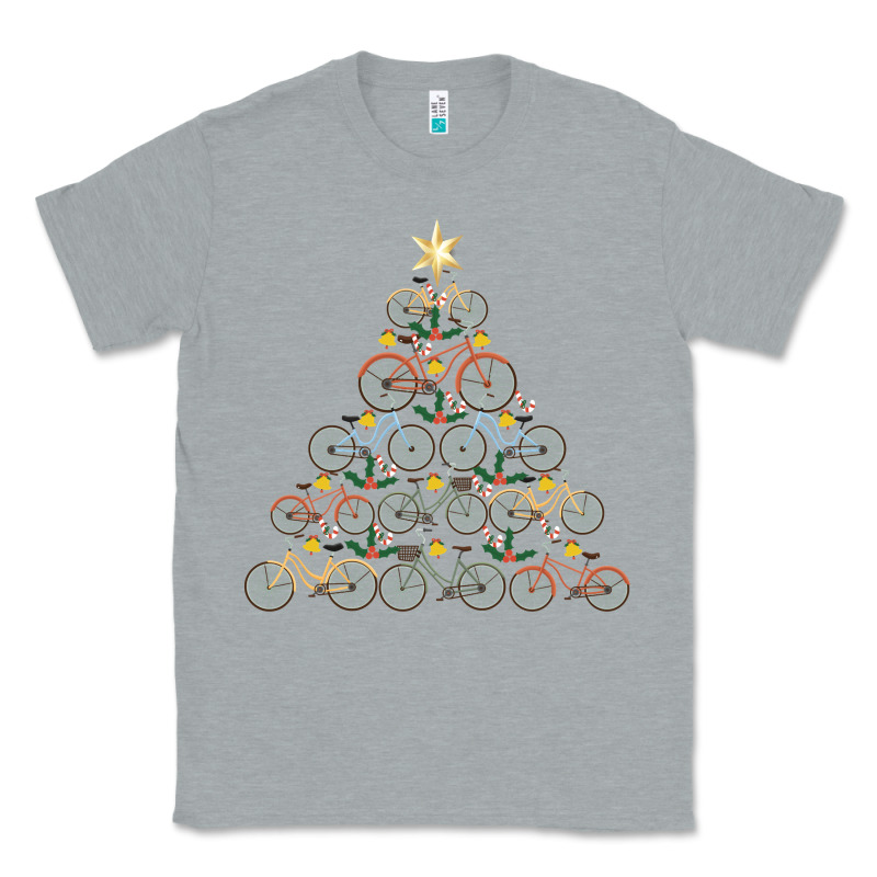 Bicycle Christmas Tree Funny Biker Bicyclist Xmas For Family Long Slee Classic Tee by lanVoArt | Teevron