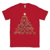 Red bicycle christmas tree funny biker bicyclist xmas for family long slee Classic Tee - lanVoArt