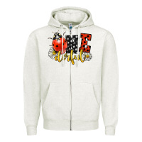 Oatmeal Heather onederful wonderful ladybug Zipper Hoodie - LillyAllenDesigns