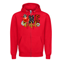 Red onederful wonderful ladybug Zipper Hoodie - LillyAllenDesigns