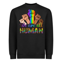 Black We Are All Human Heavyweight Sweatshirt - BundleAndBundleShop