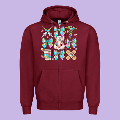 Easter Bow Zipper Hoodie Designed By Cowhidedigitalart