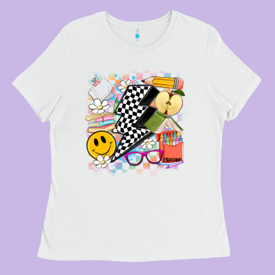Retro Teacher Ladies Tee Designed By Artiststas