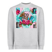Heather Grey nail tools and polish with flowers and tooled leather seamless pattern Heavyweight Sweatshirt - BundleAndBundleShop