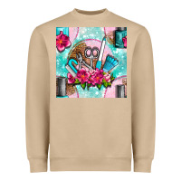 Mushroom nail tools and polish with flowers and tooled leather seamless pattern Heavyweight Sweatshirt - BundleAndBundleShop