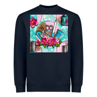 Navy nail tools and polish with flowers and tooled leather seamless pattern Heavyweight Sweatshirt - BundleAndBundleShop