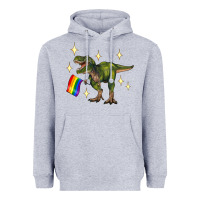 Heather Grey lgbtq+  t rex Heavyweight Hoodie - Artiststas