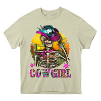 Mossy Cowgirl Skeleton With Landscape Heavy Core Tee - BundleAndBundleShop
