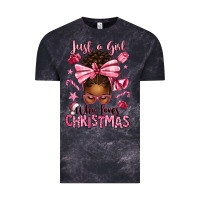 Cloud Black just a girl who loves pink christmas afro messy bu Vintage Tee - texasbilliewilder