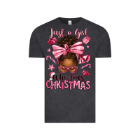 Vintage Black just a girl who loves pink christmas afro messy bu Vintage Tee - texasbilliewilder