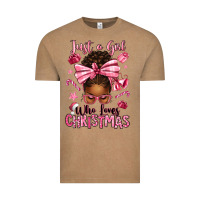Vintage Coffee just a girl who loves pink christmas afro messy bu Vintage Tee - texasbilliewilder