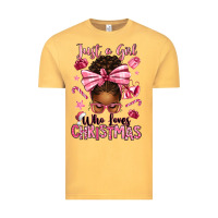 Vintage Mustard just a girl who loves pink christmas afro messy bu Vintage Tee - texasbilliewilder