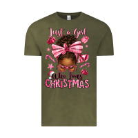 Vintage Olive just a girl who loves pink christmas afro messy bu Vintage Tee - texasbilliewilder