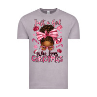 Vintage Zinc just a girl who loves pink christmas afro messy bu Vintage Tee - texasbilliewilder
