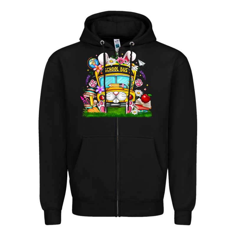 Easter School Bus Zipper Hoodie by CowhideDigitalArt | Teevron