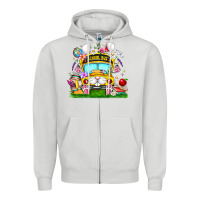 Dove Grey Easter School Bus Zipper Hoodie - CowhideDigitalArt