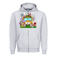 Heather Grey Easter School Bus Zipper Hoodie - CowhideDigitalArt