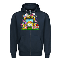 Navy Easter School Bus Zipper Hoodie - CowhideDigitalArt