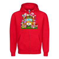Red Easter School Bus Zipper Hoodie - CowhideDigitalArt