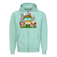 Seafoam Easter School Bus Zipper Hoodie - CowhideDigitalArt