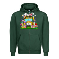 Sports Green Easter School Bus Zipper Hoodie - CowhideDigitalArt