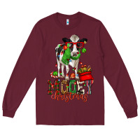Burgundy mooey christmas holstein cow Long Sleeve Tee - CowGirlArtShop