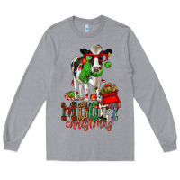 Heather Grey mooey christmas holstein cow Long Sleeve Tee - CowGirlArtShop