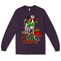 Plum mooey christmas holstein cow Long Sleeve Tee - CowGirlArtShop
