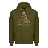 Army Green bicycle christmas tree funny biker bicyclist xmas for family long slee Premium Hoodie - lanVoArt