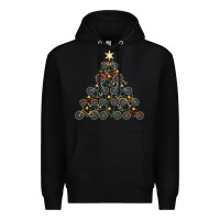 Black bicycle christmas tree funny biker bicyclist xmas for family long slee Premium Hoodie - lanVoArt
