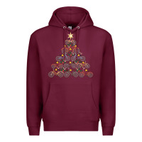 Burgundy bicycle christmas tree funny biker bicyclist xmas for family long slee Premium Hoodie - lanVoArt