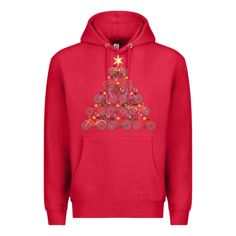 Bicycle Christmas Tree Funny Biker Bicyclist Xmas For Family Long Slee Premium Hoodie by lanVoArt | Teevron