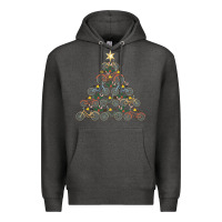 Charcoal Heather bicycle christmas tree funny biker bicyclist xmas for family long slee Premium Hoodie - lanVoArt