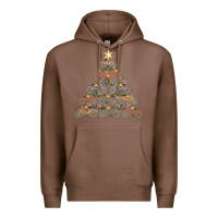 Chestnut bicycle christmas tree funny biker bicyclist xmas for family long slee Premium Hoodie - lanVoArt