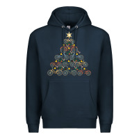 Navy bicycle christmas tree funny biker bicyclist xmas for family long slee Premium Hoodie - lanVoArt