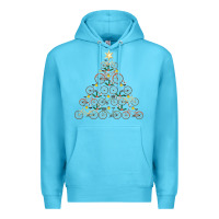 Ocean Blue bicycle christmas tree funny biker bicyclist xmas for family long slee Premium Hoodie - lanVoArt