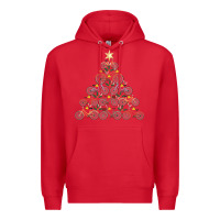 Red bicycle christmas tree funny biker bicyclist xmas for family long slee Premium Hoodie - lanVoArt