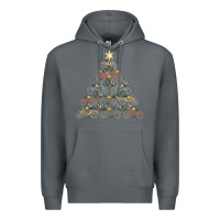 Rock bicycle christmas tree funny biker bicyclist xmas for family long slee Premium Hoodie - lanVoArt