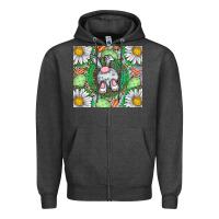 Charcoal Heather Easter Bunny Zipper Hoodie - CowhideDigitalArt