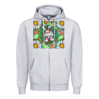 Heather Grey Easter Bunny Zipper Hoodie - CowhideDigitalArt