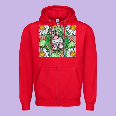Easter Bunny Zipper Hoodie Designed By Cowhidedigitalart