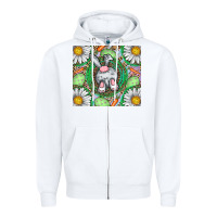 White Easter Bunny Zipper Hoodie - CowhideDigitalArt