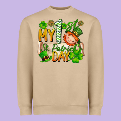 My 1'st St Patrick's Day Heavyweight Sweatshirt Designed By Fadigitalartstudio