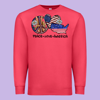 Peace Love America Premium Sweatshirt Designed By Sublimationcraftshop